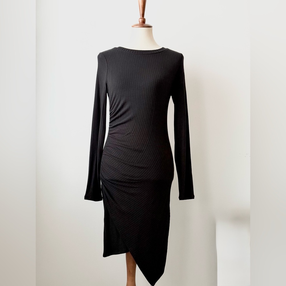 n:PHILANTHROPY Metal Ribbed Asymmetrical Mini Dress